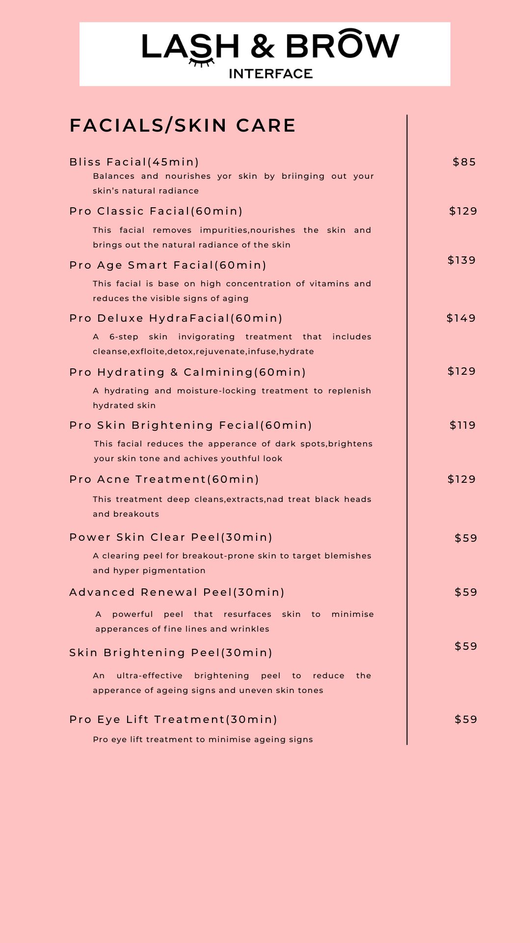Lash Price List